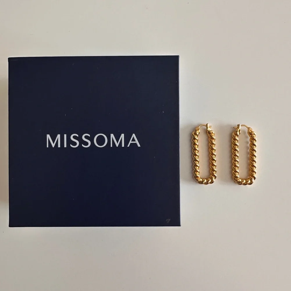 Missoma London 18k plated Twisted Rectangle Hoop Earrings